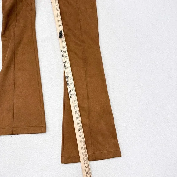 Spanx High Waisted Faux Suede Flare Pants Size Small Camel Brown Country Western - Picture 10 of 11